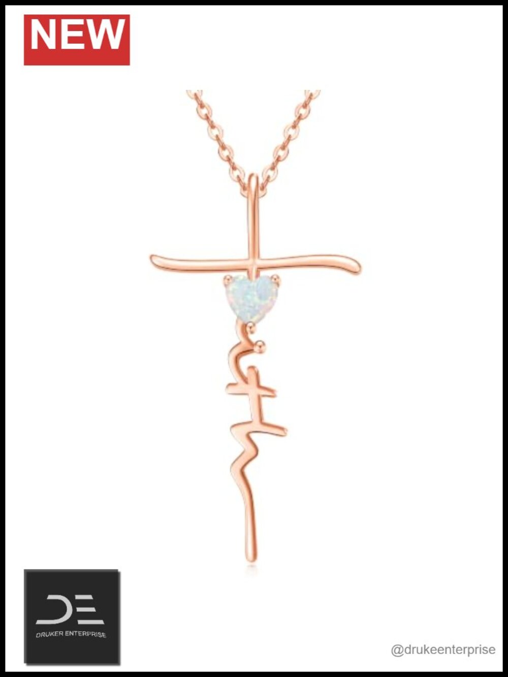 Birthstone Pendant Necklace with Faith Cross Design for Women